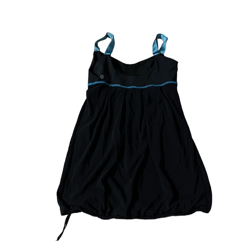 LuLuLemon Athletica Womens Back on Track Black Aqua Built in Bra Tank Top Size 6 - Picture 1 of 8